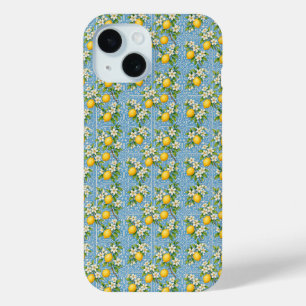 Funda Para iPhone 15 Patrón de azulejos mediterráneos azul acuarela lim