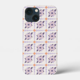 Funda Para iPhone 13 Mini Patrón de Baldosa Decorativa de Color Púrpura Past