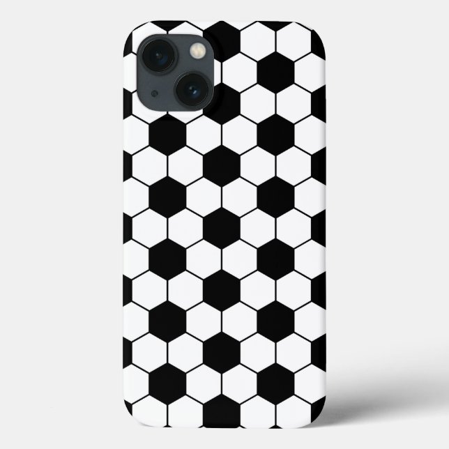 Funda De Case-Mate Para iPhone Patrón de balón de fútbol adaptado Negro Blanco (Reverso)