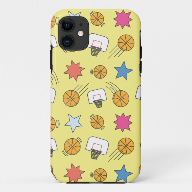 Funda De Case-Mate Para iPhone Patrón de baloncesto divertido (Reverso)