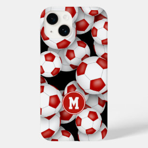Funda Para iPhone 14 De Case-Mate Patrón de balones de fútbol de chicas blancos rojo