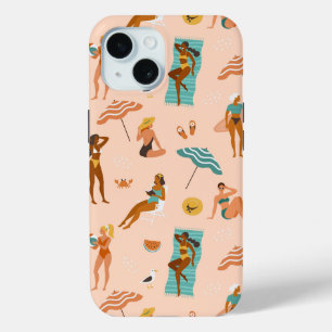 Funda Para iPhone 15 Patrón de bañadores de sol en la playa