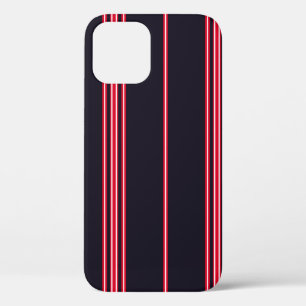 Funda Para iPhone 12 Patrón de banda con verti azul marino, blanco y ro