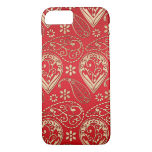 Funda Para iPhone 8/7 Patrón de Bandana de Paisley Red Gold