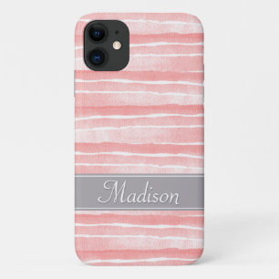 Funda Para iPhone 11 Patrón de bandas de color de agua rosado de Rubor