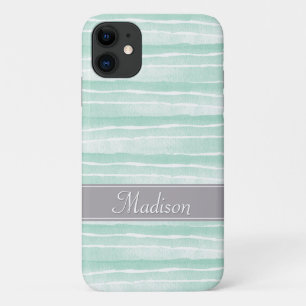 Funda Para iPhone 11 Patrón de bandas de color de agua verde de fábrica