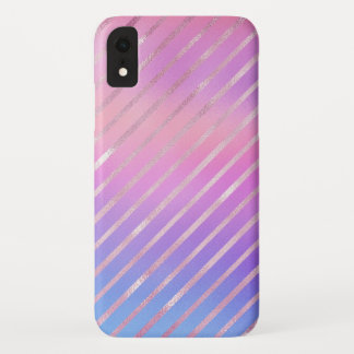 Funda Para iPhone XR Patrón de bandas diagonales de oro Rosa