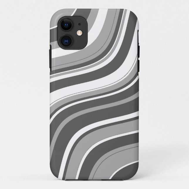 Funda De Case-Mate Para iPhone Patrón de bandas onduladas (gris y blanco) (Reverso)