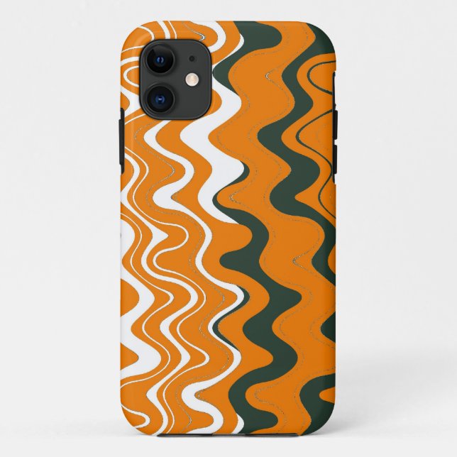 Funda De Case-Mate Para iPhone Patrón de bandas onduladas (Naranja, blanco, gris) (Reverso)