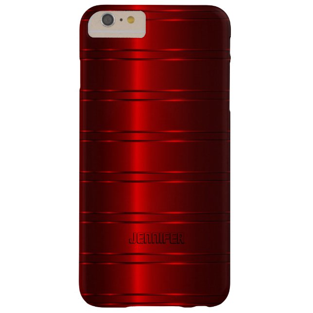 Funda De Case-Mate Para iPhone Patrón de bandas rojas metálicas monogramadas (Reverso)