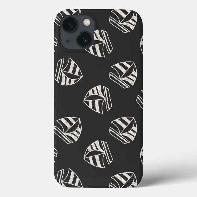 Funda De Case-Mate Para iPhone Patrón de barco de vela dibujado de Chalk (Reverso)