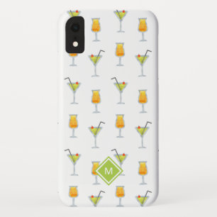 Funda Para iPhone XR Patrón de bebidas martinis y cócteles con monogram