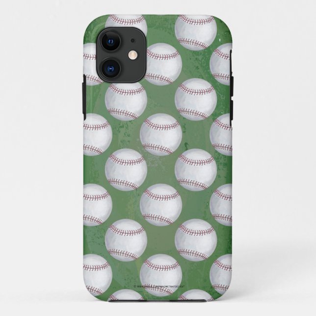 Funda De Case-Mate Para iPhone Patrón de béisbol en verde (Reverso)