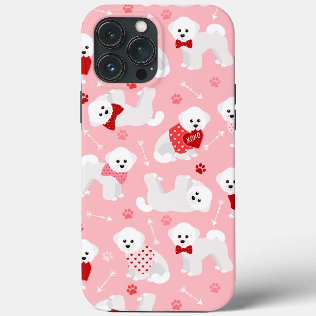Funda De Case-Mate Para iPhone Patrón de Bichon Frise Valentine (Reverso )