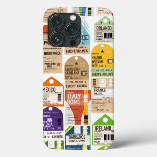 Funda Para iPhone 13 Pro Patrón de billetes de viaje de época.