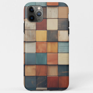 Funda Para iPhone 11 Pro Max Patrón de bloques de madera rústicos y coloridos