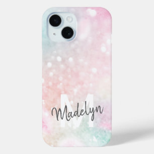 Funda Para iPhone 15 Patrón de bokeh de Bonito de Purpurina rosa