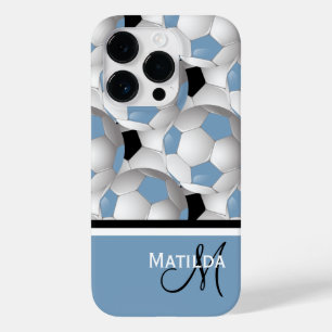 Funda Para iPhone 14 Pro De Case-Mate Patrón de bola de fútbol negro azul claro monogram