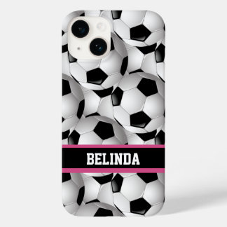 Funda Para iPhone 14 De Case-Mate Patrón de bola de fútbol personalizado blanco rosa