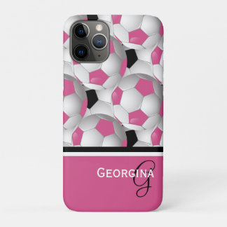 Funda Para iPhone 11 Pro Patrón de bola negra rosada monograma