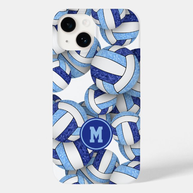 Funda De Case-Mate Para iPhone Patrón de bolas de voleibol de niñas monogramadas  (Reverso )