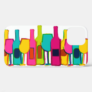 Funda Para iPhone 12 Pro Patrón de botellas de vino coloridas lindas