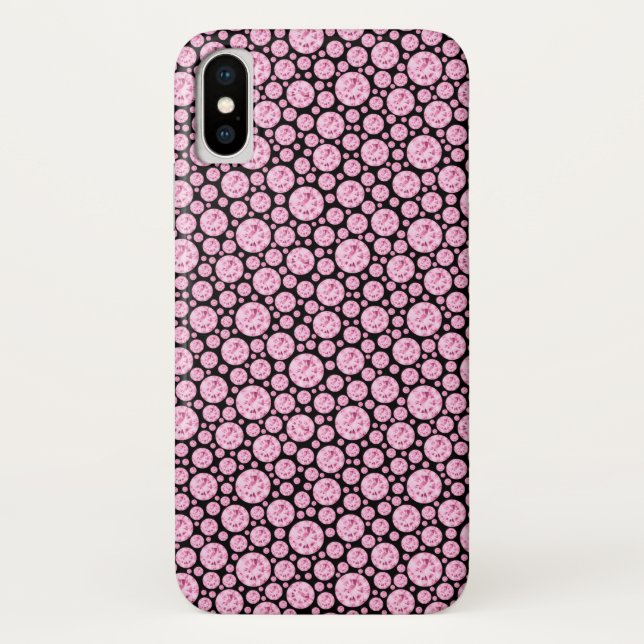 Funda De Case-Mate Para iPhone Patrón de brillo de diamante negro y rosa (Reverso)
