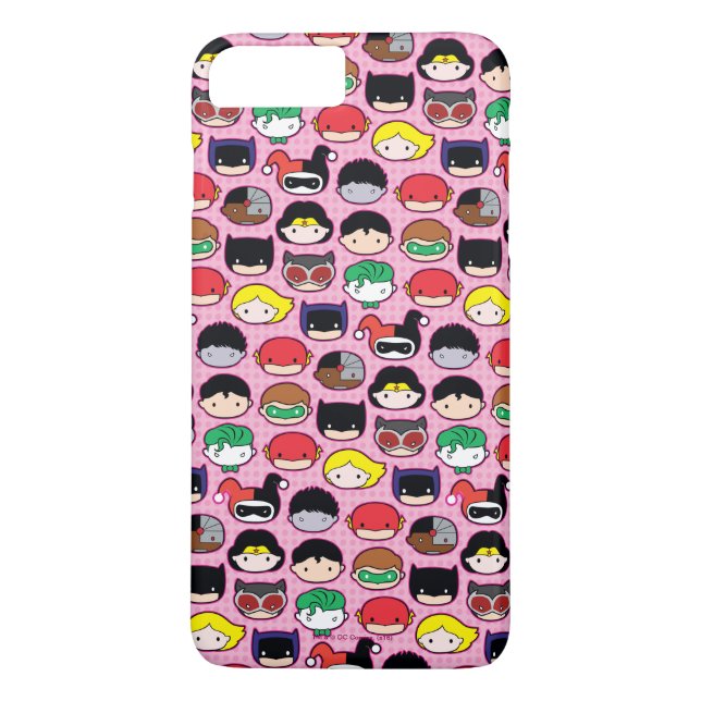 Funda De Case-Mate Para iPhone Patrón de cabeza de Chibi Justice League (Reverso)