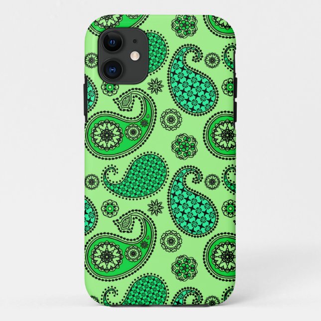 Funda De Case-Mate Para iPhone patrón de cachemira, jade y verde menta (Reverso)