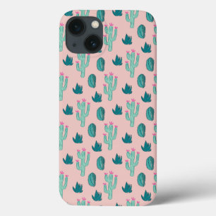 Funda Para iPhone 13 Patrón de cactus de bruja rosa y verde