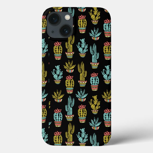 Funda De Case-Mate Para iPhone Patrón de cactus de grunge oscuro (Reverso)