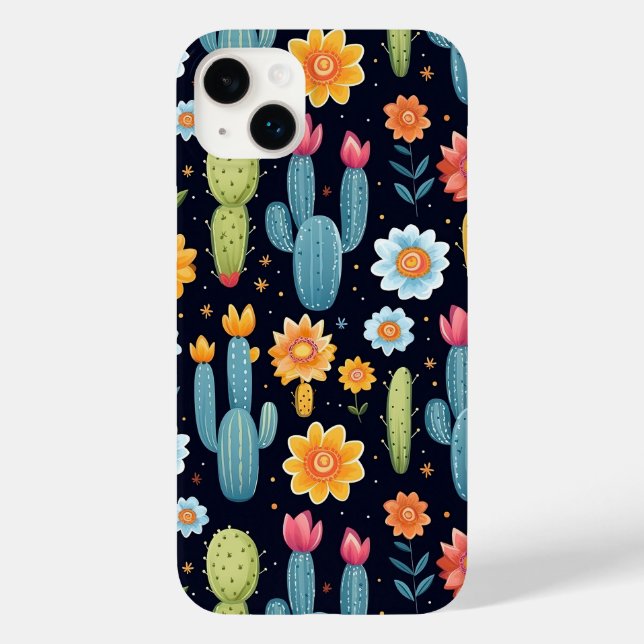 Funda De Case-Mate Para iPhone Patrón de cactus floral (Reverso )