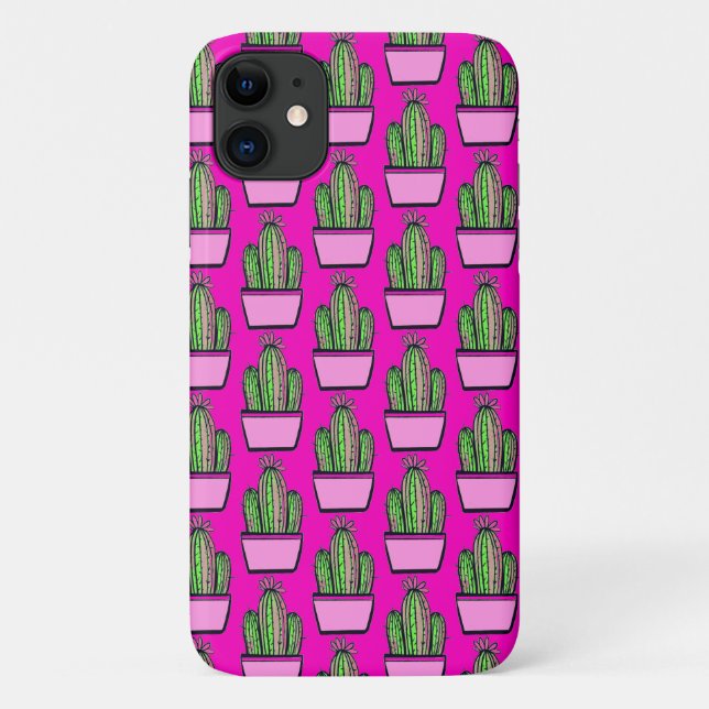 Funda De Case-Mate Para iPhone Patrón de cactus rosados en punta rosada (Reverso)