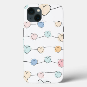 Funda Para iPhone 13 Patrón de cadenas de corazón Pastel   Minimalista 