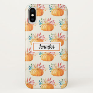 Funda Para iPhone X Patrón de calabaza de color de agua Naranja suave