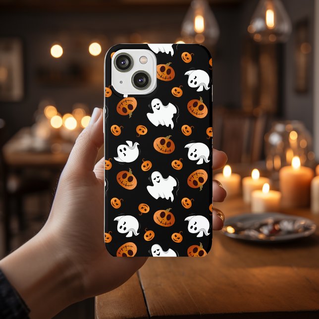 Funda De Case-Mate Para iPhone Patrón de calabaza fantasma de Halloween (Subido por el creador)
