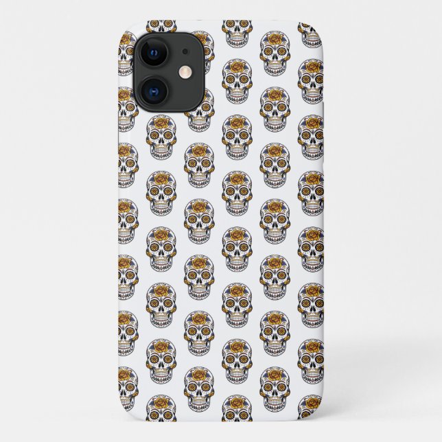 Funda De Case-Mate Para iPhone Patrón de calaveras florales (Reverso)