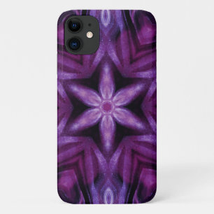 Funda Para iPhone 11 Patrón de caleidoscopio cardíaco y flor Purpurina 