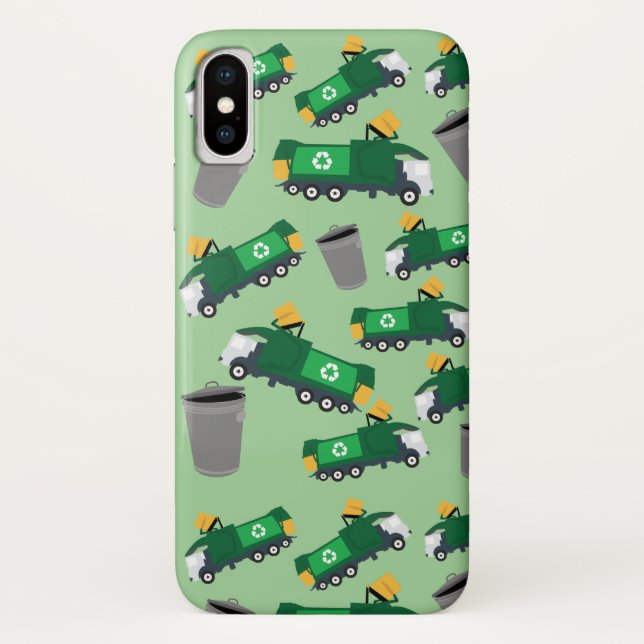 Funda De Case-Mate Para iPhone Patrón de camión de basura de reciclaje (Reverso)