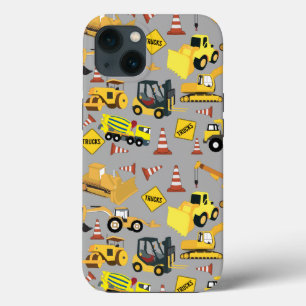 Funda Para iPhone 13 Patrón de camiones de construcción