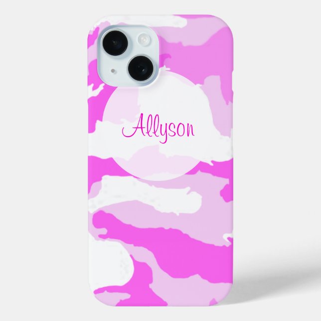 Funda De Case-Mate Para iPhone Patrón de camuflaje blanco y rosado personalizado (Reverso )