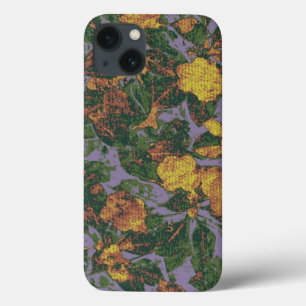 Funda Para iPhone 13 Patrón de camuflaje de flor amarilla