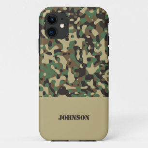 Funda Para iPhone 11 Patrón de camuflaje de nombre personalizado