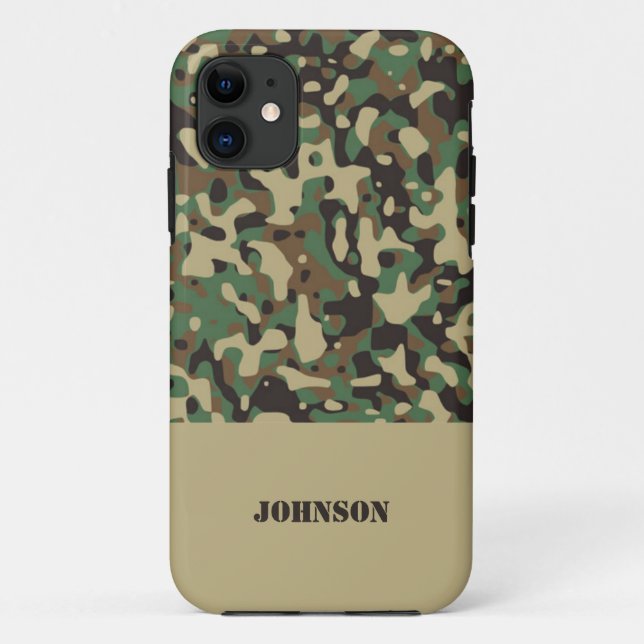 Funda De Case-Mate Para iPhone Patrón de camuflaje de nombre personalizado (Reverso)