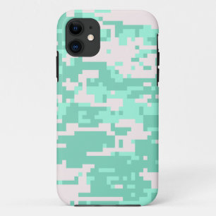 Funda Para iPhone 11 Patrón de camuflaje digital de menta verde
