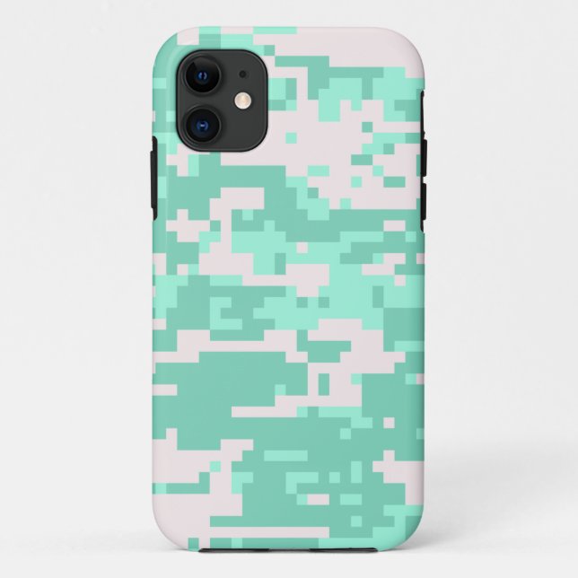 Funda De Case-Mate Para iPhone Patrón de camuflaje digital de menta verde (Reverso)