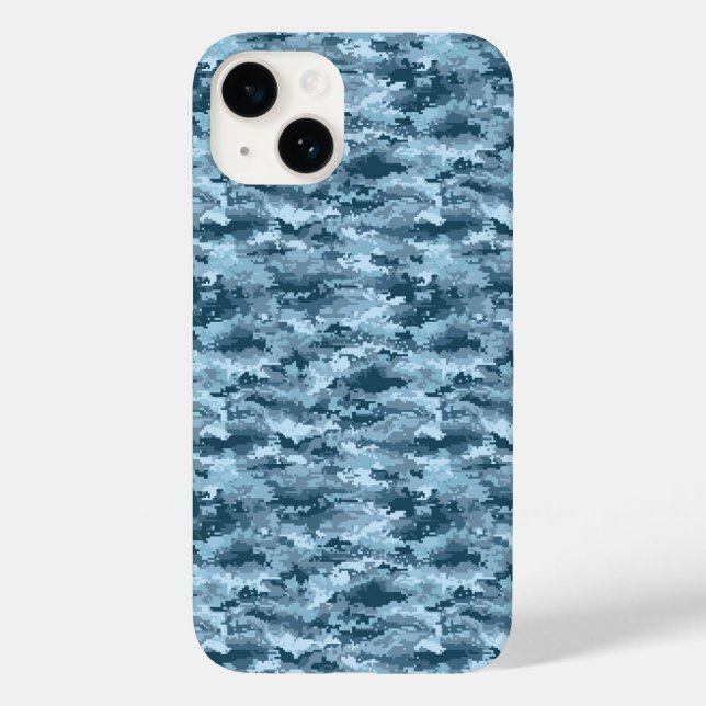 Funda De Case-Mate Para iPhone Patrón de camuflaje pixelado militar azul (Reverso )