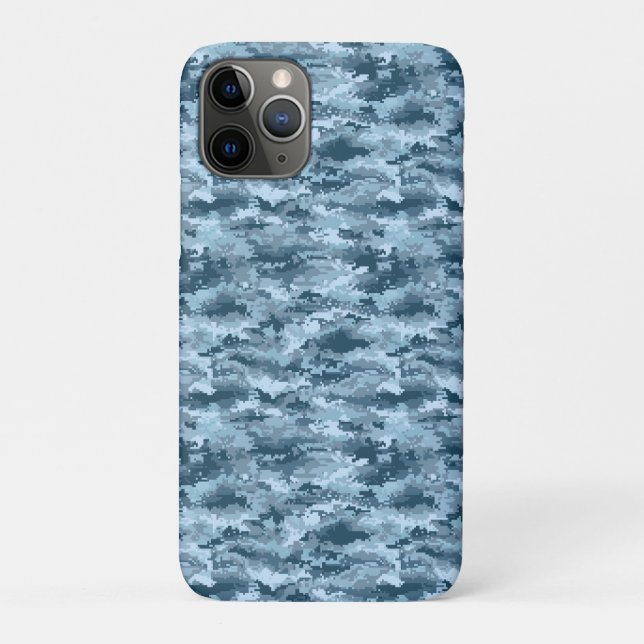 Funda De Case-Mate Para iPhone Patrón de camuflaje pixelado militar azul (Reverso)