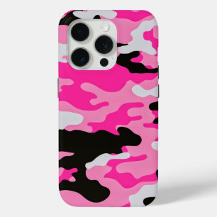 Funda Para iPhone 15 Pro Patrón de camuflaje rosa