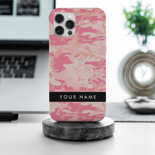 Funda Para iPhone 15 Pro Max Patrón de camuflaje rosa, tu nombre, Personaliza
